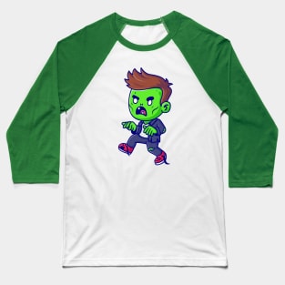 Cute Zombie Walking Cartoon Baseball T-Shirt